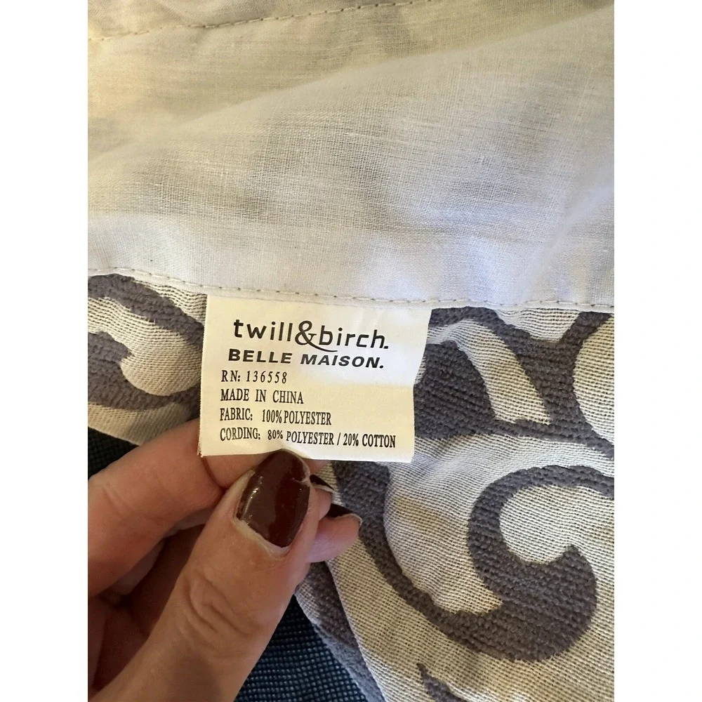 Twill & Birch Valance French Blue Belle Maison Bryce Chenille Pewter  ~53